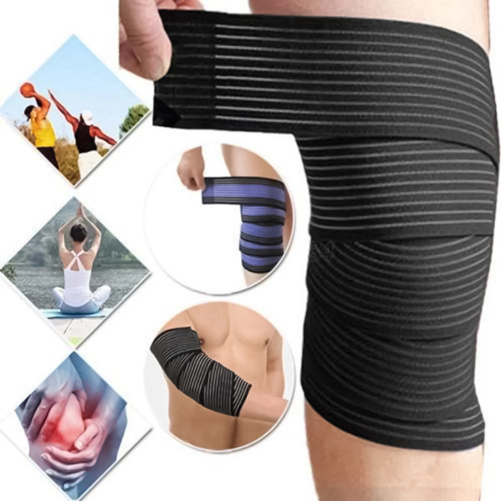 Men run Elastic Sports Wrist Knee Ankle Elbow Calf Arm Support Wrap Knee Band Brace women Yoga Sportswear Knee Pad Accessories