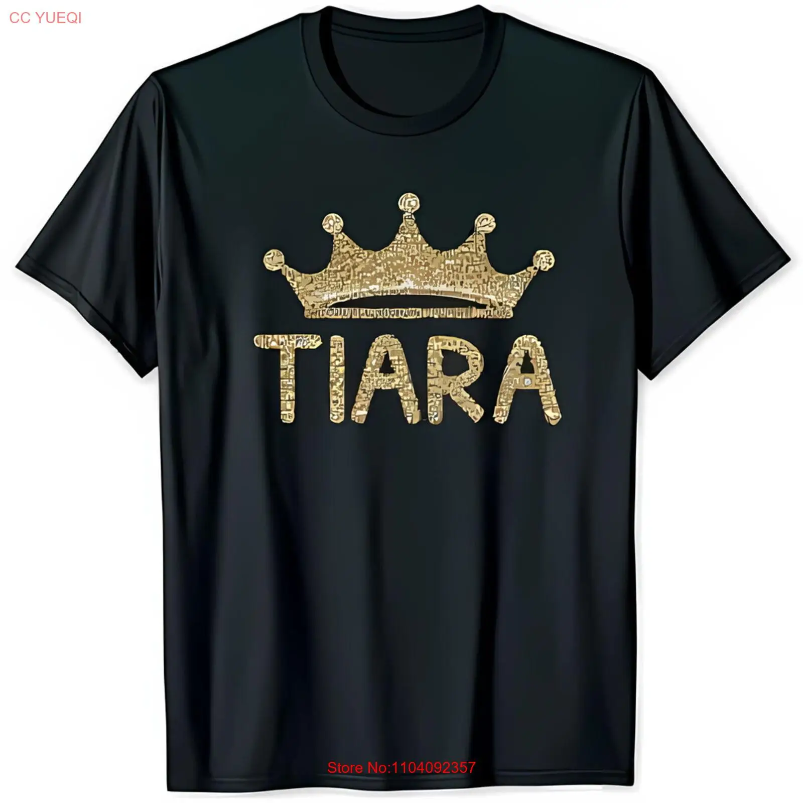 Glittering Gold Crown & TIARA Graphic Black T-Shirt for Women Stylish & Eye