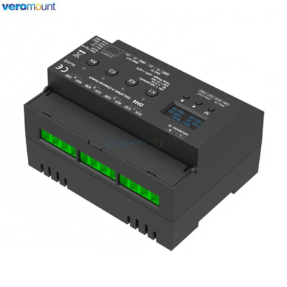 

Skydance DH4 DALI/DMX 4-channel Relay Unit OLED Display Screen Two Working Mode DALI Mode and DMX Mode with RDM Function