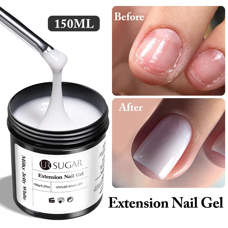 UR SUGAR 150g Quick Extension Gel  Pink Jelly Milky White Camouflage Finger French Hard Gel UV LED Gel Nail Art Design Manicure