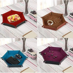 Hexagonal PU Dice Tray, Miscellaneous Storage Box, Color Box, Board Game Dice Tray Accessories, Leather Dice Tower, Dried Fruit