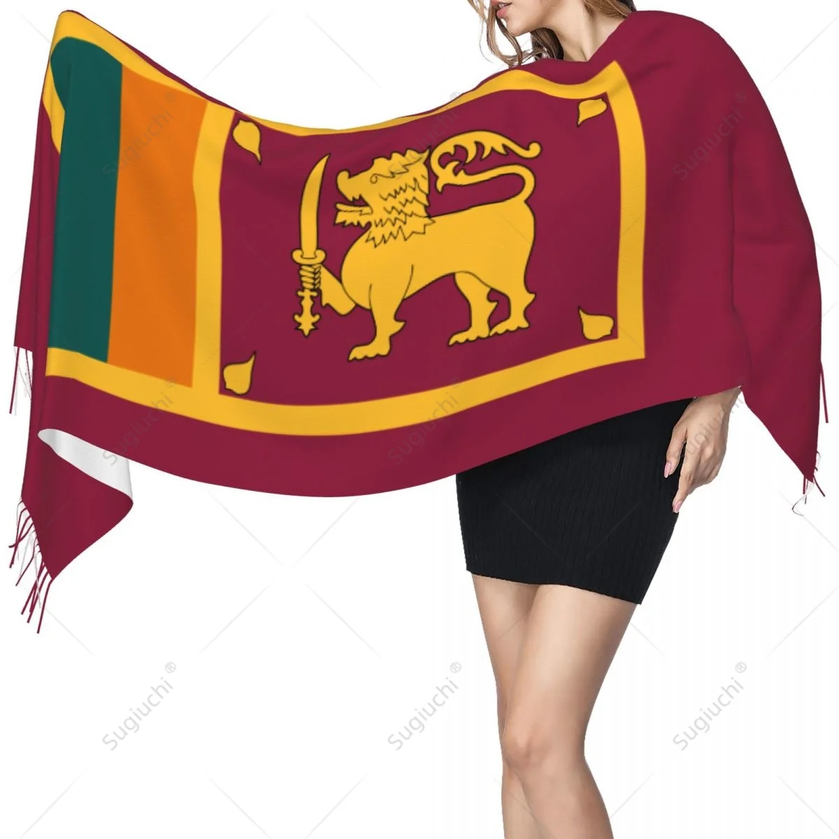 

Sri Lanka Flag Sri Lankan Scarf Pashmina Warm Scarves Shawl Wrap Hijab Spring Winter Multifunction Unisex