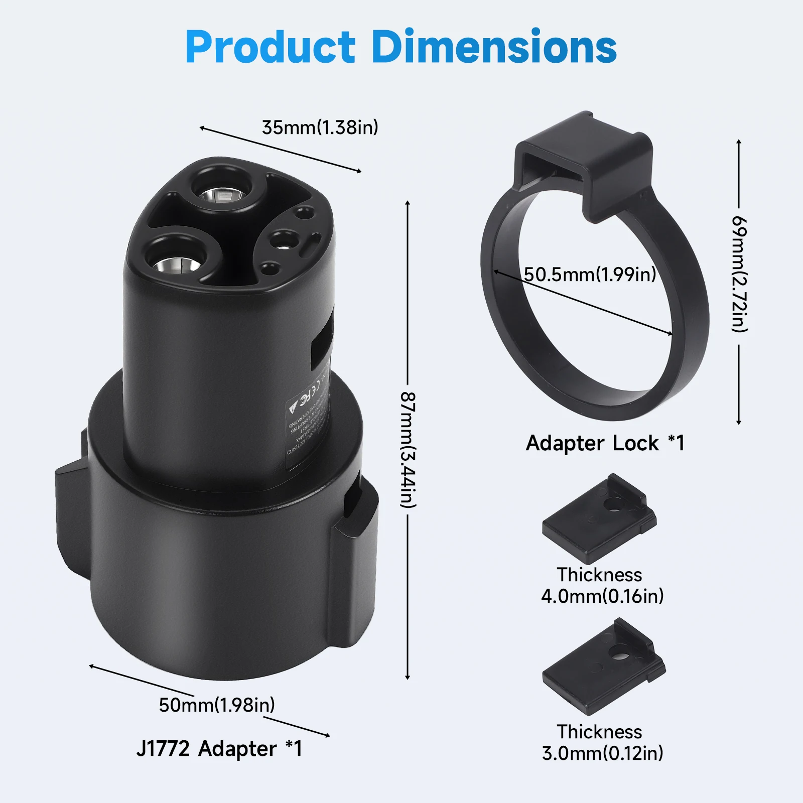 Adaptador EV para vehículo eléctrico para convertidor tipo 1 a TESLA J1772 a conector de cargador EV Tesla para accesorios de coche eléctrico
