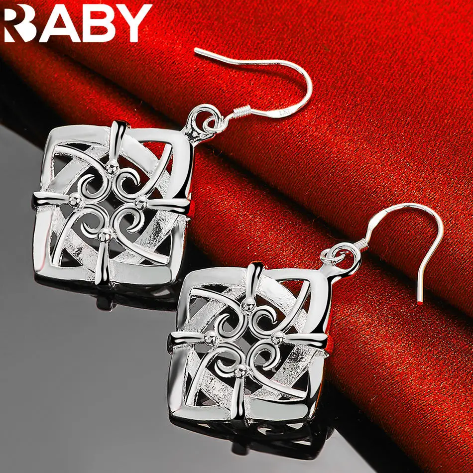 

URBABY 925 Sterling Silver Symmetric Geometry Drop Earrings For Women Jewelry Fashion Engagement Wedding Accessories