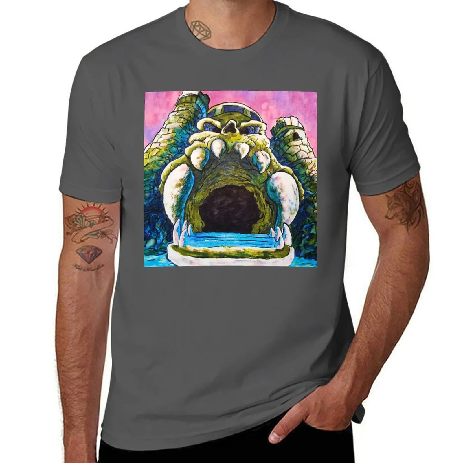 

Castle Grayskull watercolor painting T-Shirt Art Pattern Printed Casual Top