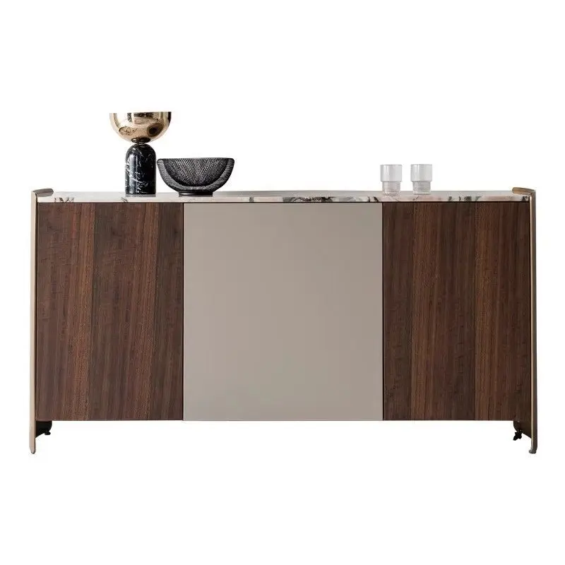 

Italian simple marble dining side cabinet large flat floor living room decorative locker light luxury solid wood foyer entrance