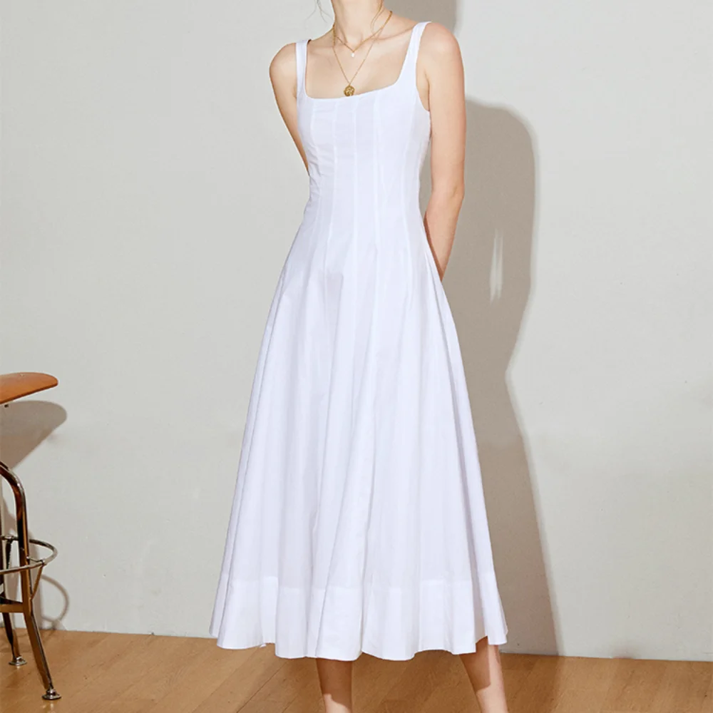 Spring and Summer New Classic Blended White Dresses Long Dresses Women