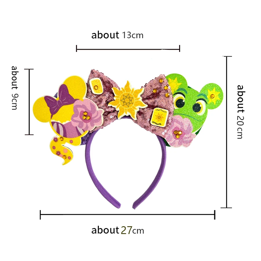 Nova disney rapunzel micey mouse orelhas headbands girassol lantejoulas arco hairband para mulheres meninas crianças camaleão acessório de cabelo