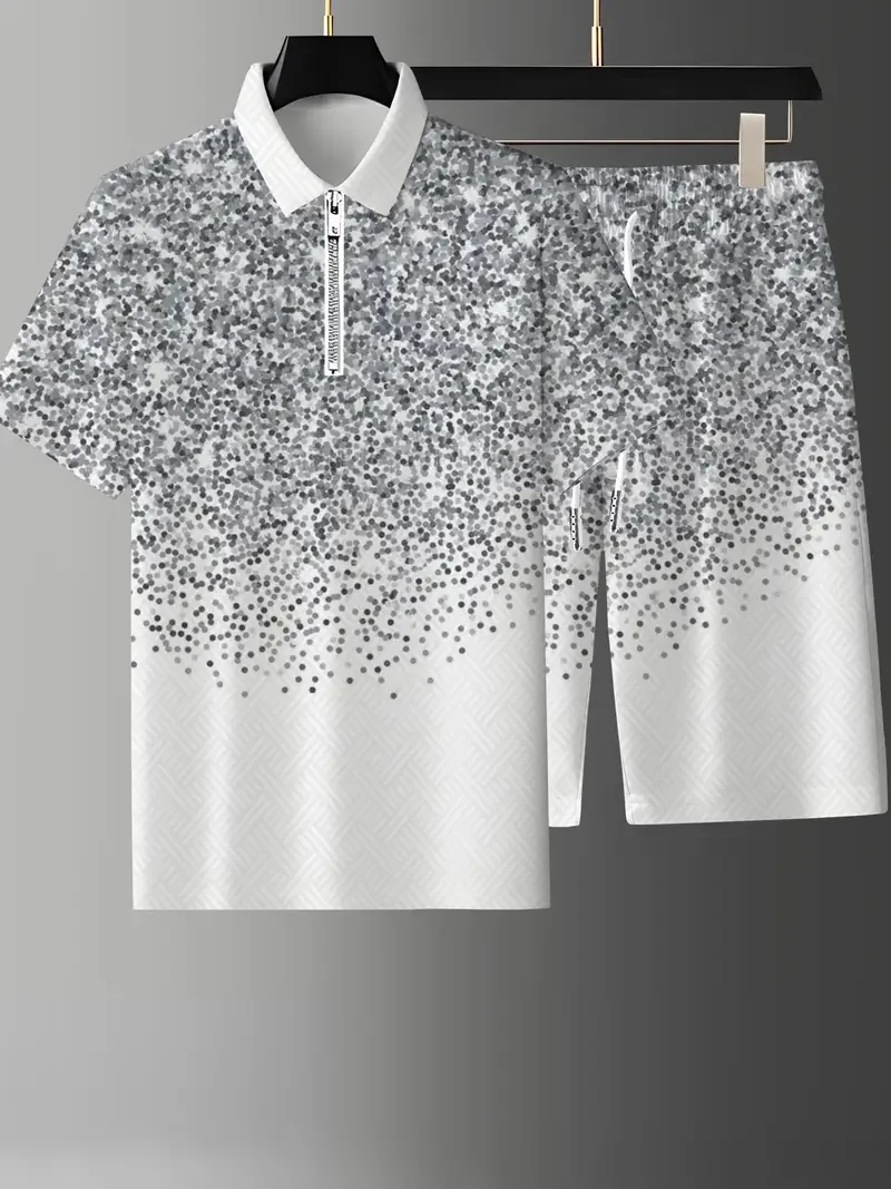 Ensemble Polo et Short à Fermeture Éclair pour Homme et Femme, Imprimé en 3D, Mode Décontractée, Simple, Style Frais, 2 Pièces, Nouvelle Collection