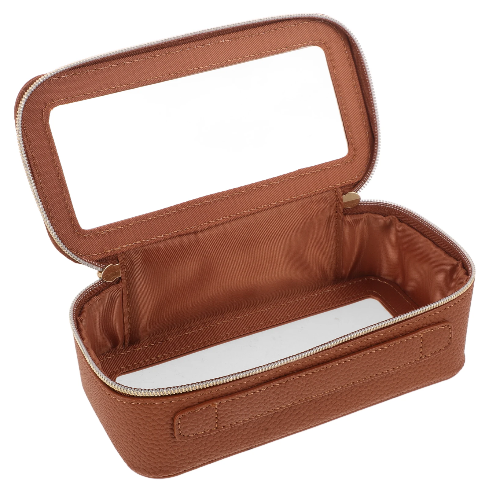 

Clear PVC Makeup Bag with PU Waterproof Zipper Large Capacity Portable Travel Organizer for Women Multiple Compartments Brush