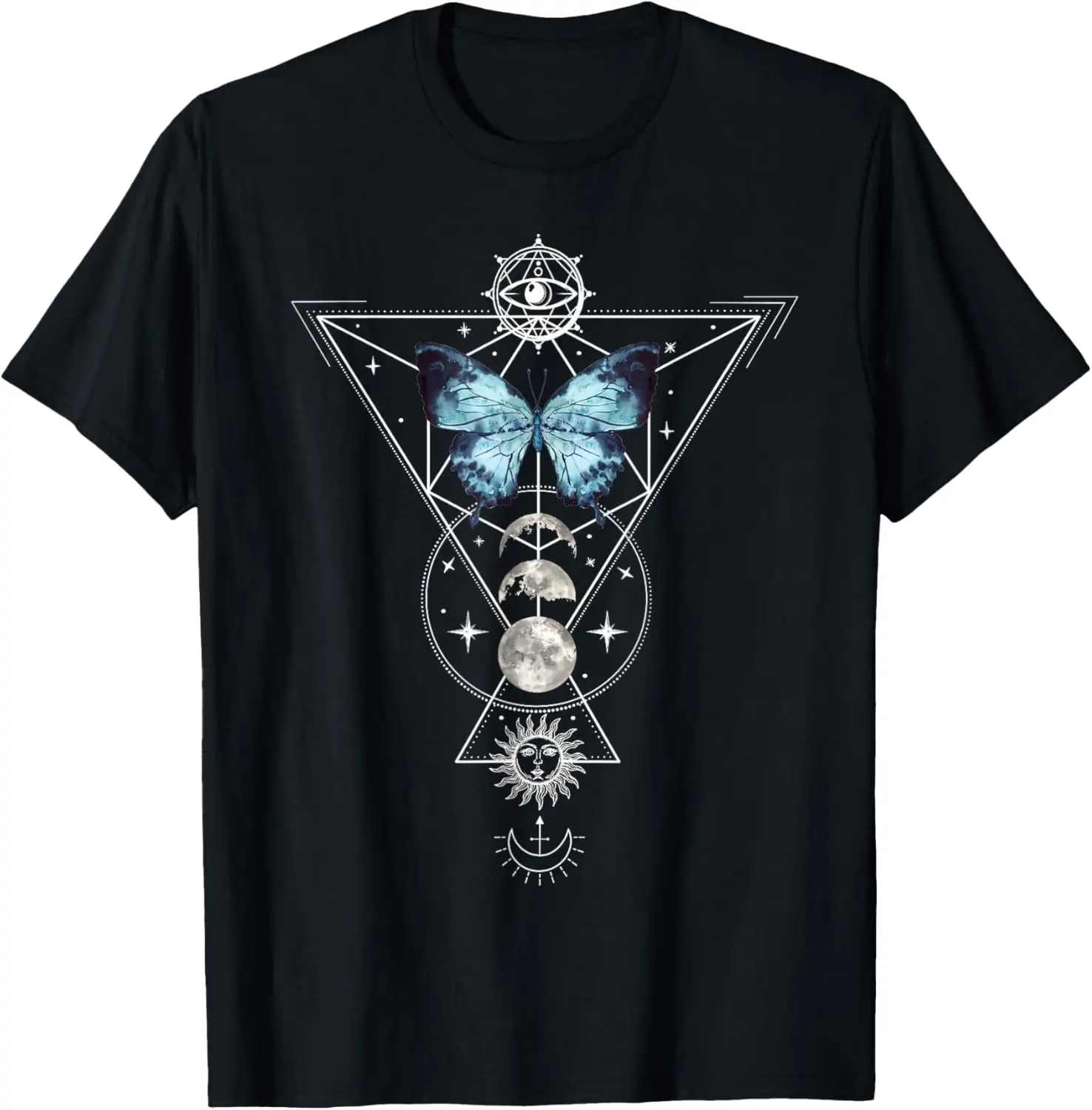 Butterfly Blackcraft Witchcraft Astrology Tattoo Tarot T-Shirt 100% Cotton Trendy Y2K Short-Sleeve Tee-Soft, Quick-Drying,