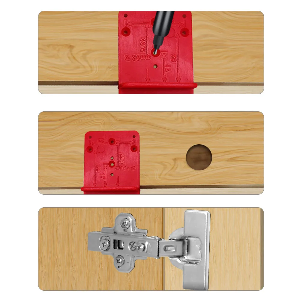Scharnierloch-Bohrführung, Positionierungsmarkierungsschablone, 26/35/40 mm, Scharnier-Installationsvorrichtung, Tür, Schrank, Scharnier, Lochsucher, Holzbearbeitung – Detail 10