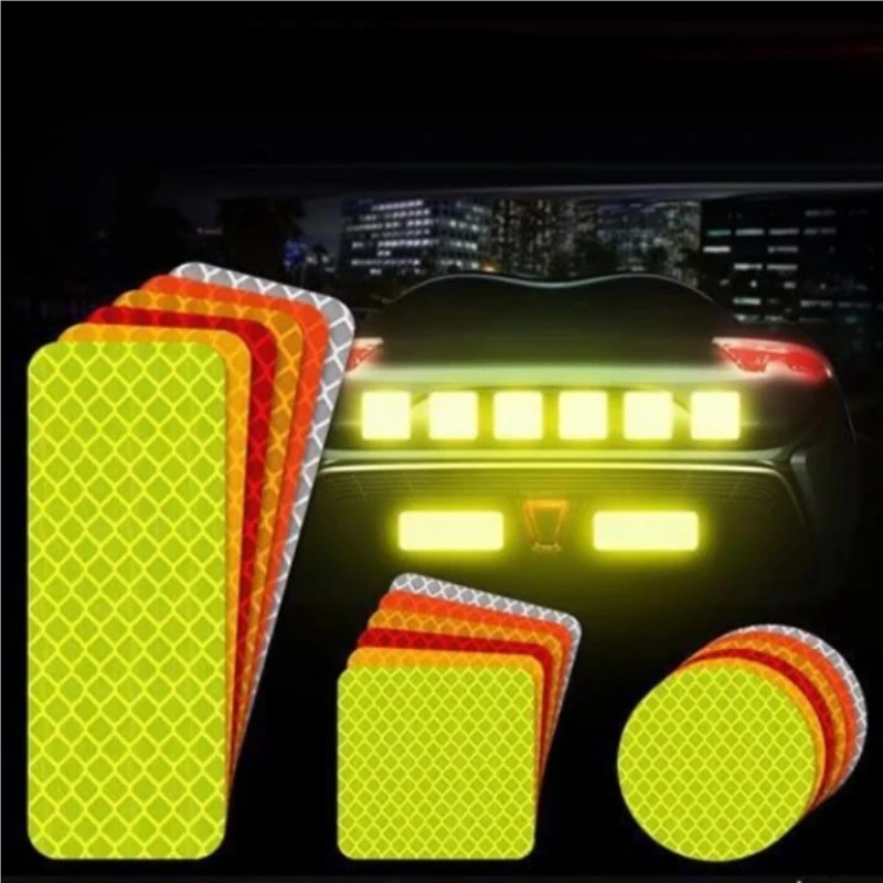 10 PCS Reflective Label Car Electric Vehicle Reflective Sticker Night Anti-collision Waterproof Safety Warning Car Sticker