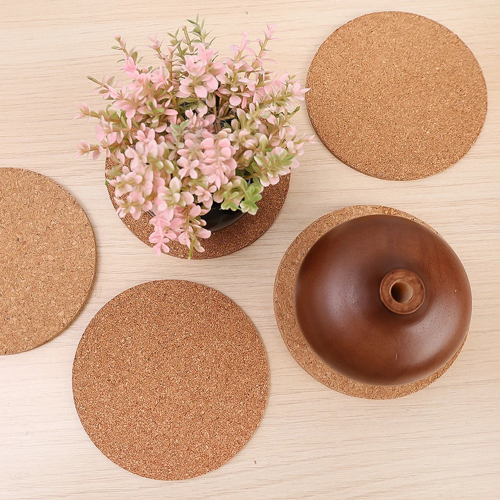 Cork Mat Heat Resistant Non-slip Round Coaster Tea Coffee Mug Drinks Holder Home Table DIY Decoration Kitchen Bar Wooden Pads