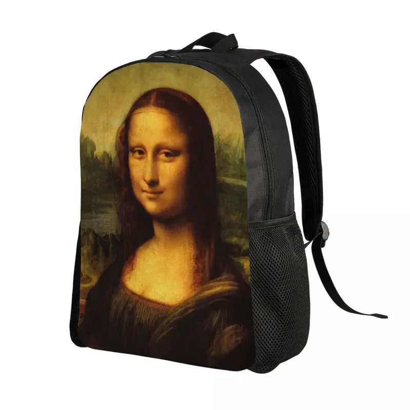 Classic Mona Lisa Por Leonardo Da Vinci Mochila para Mulheres e Homens, Impermeável, Escola Universitária, Painting Art Bag, Sacos De Impressão