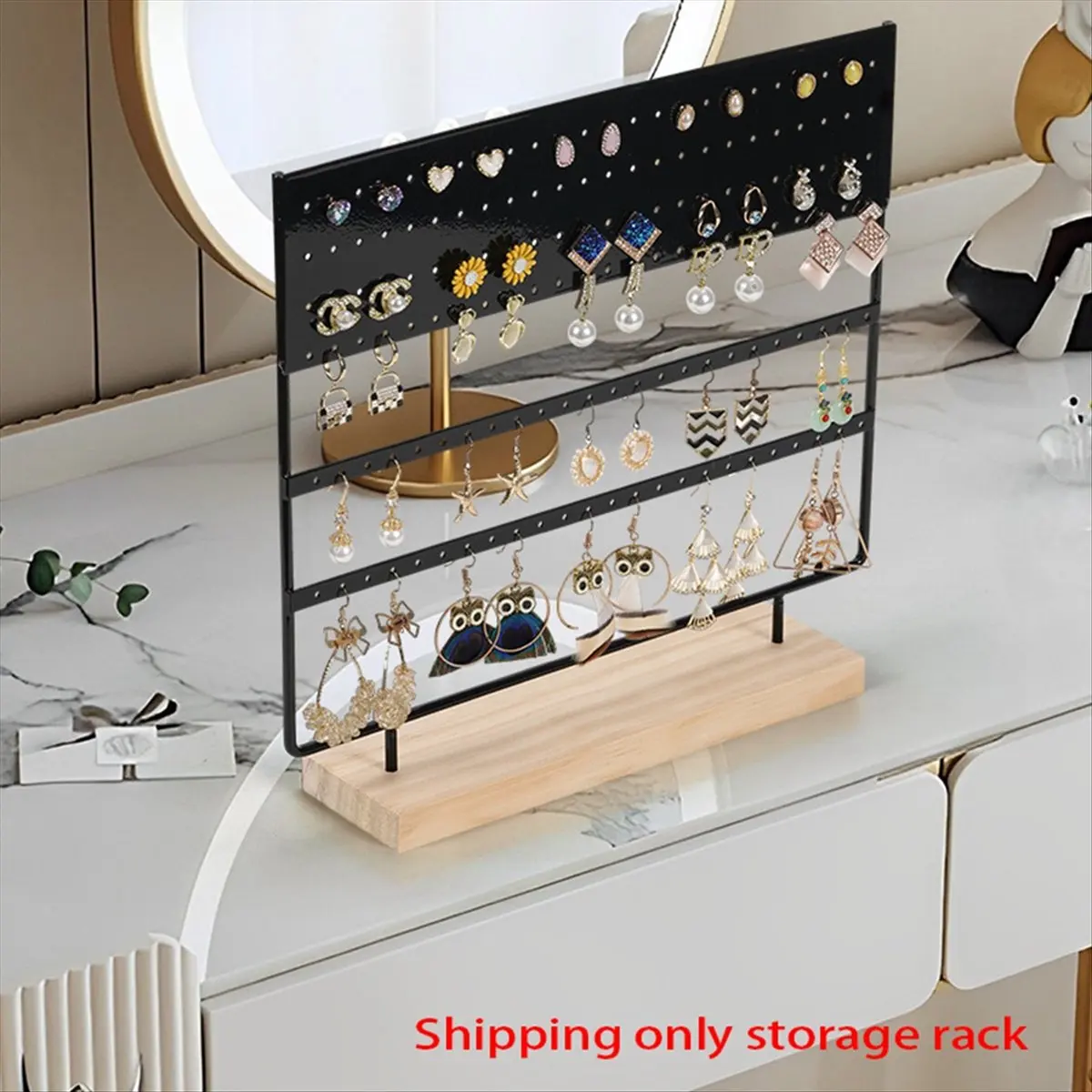 

Just- White Grooved Base 144-Hole Jewelry Rack Desktop Earring Ring Stand Necklace Jewelry Display Stand Rings Jewelry Stand