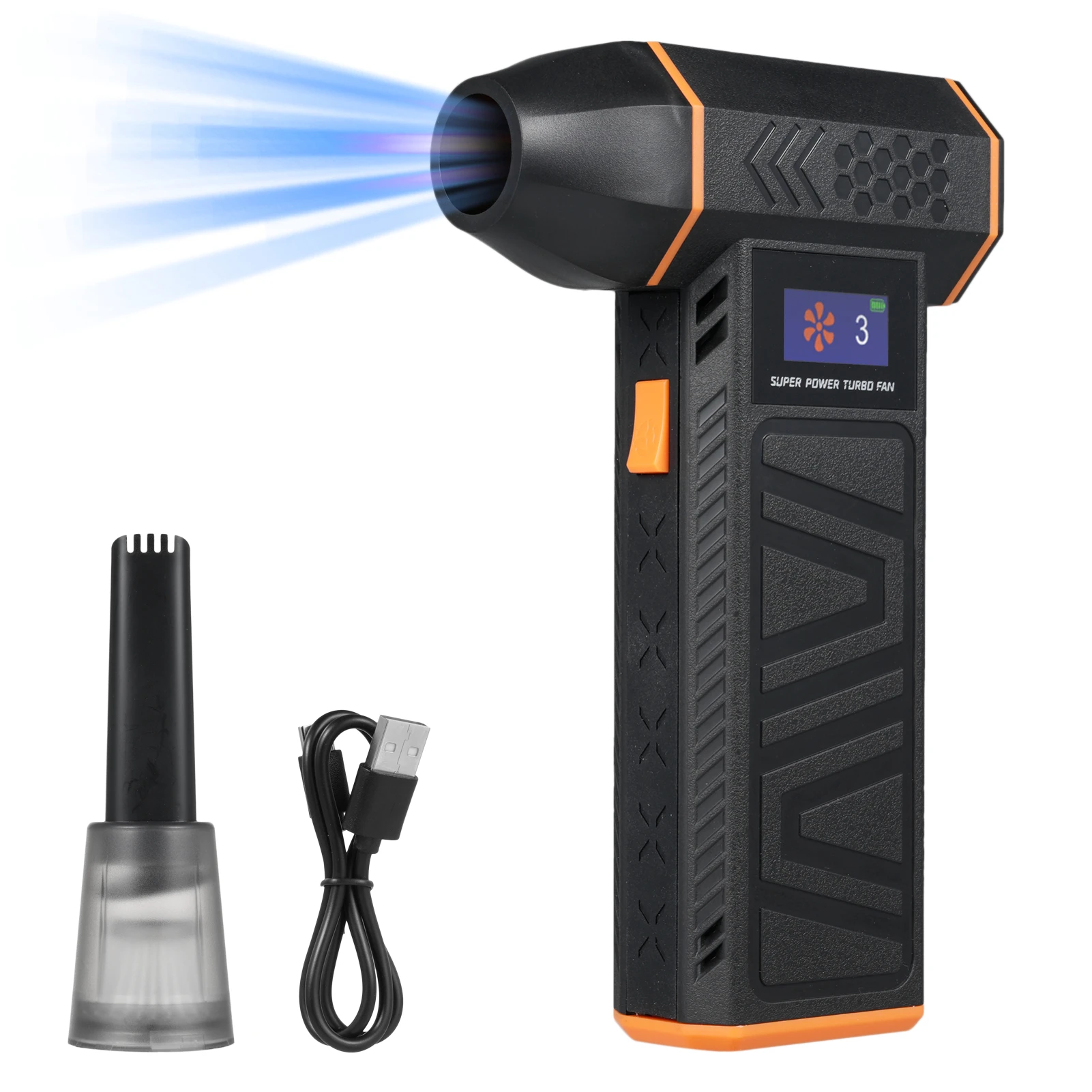 

Compressed Duster 110000RPM LCD 3-level Wind Speed and Power Display, Support 30W Fast Charging with Light Brushless Motor