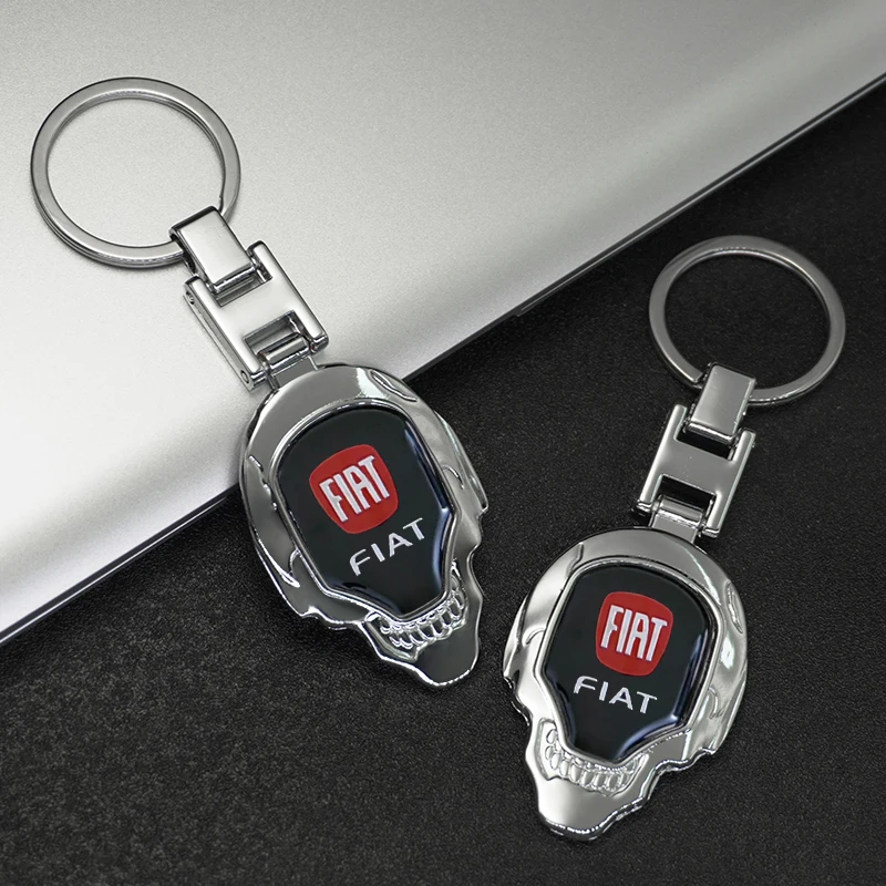 Metal Car LOGO Keychain Zinc Alloy Keyring For FIAT Abarth Grande Punto Tipo Panda Ducato Freemont Doblo Auto Accessories