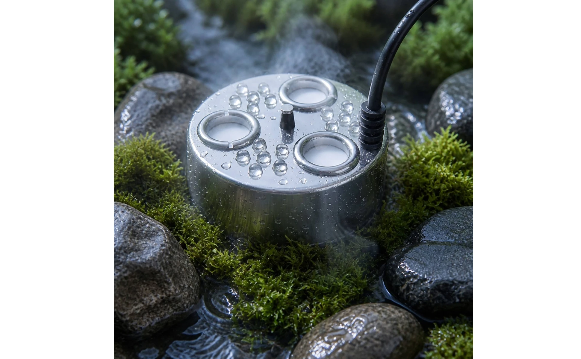 3-Head Pond Fogger Corrosion-Resistant Mist Maker with LED Lights High-Frequency Fogger Compact Humidifier Long-Lasting