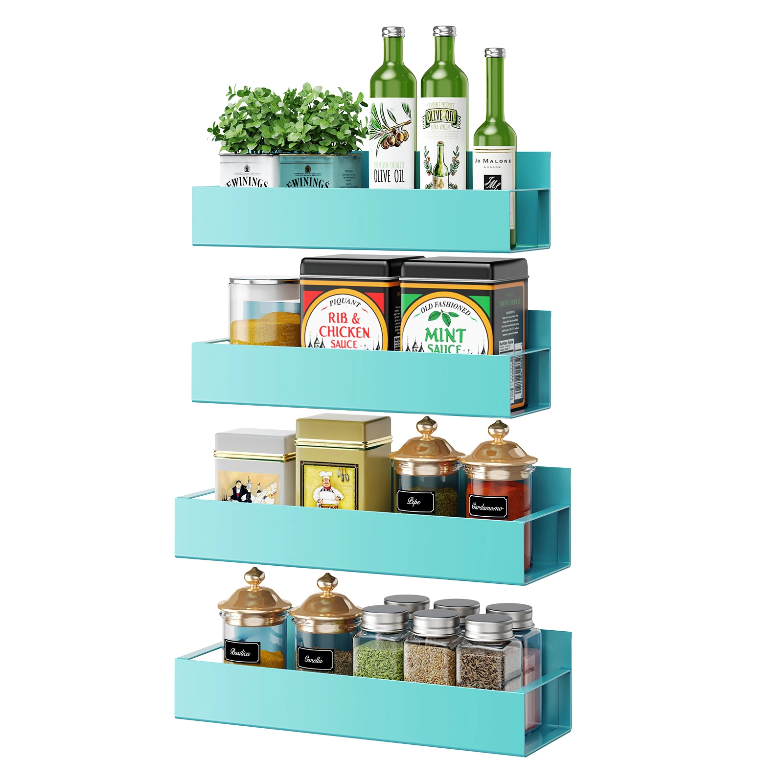 4 pezzi blu forte mensola magnetica in metallo per frigorifero gadget da cucina Rack di stoccaggio spezie Cocina Organizer accessori per la casa