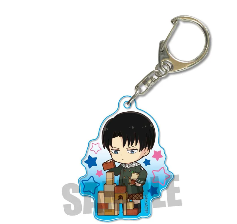 Game Eren Yeager Levi Ackerman Keychain Doll Anime Acrylic Keyring for Gift