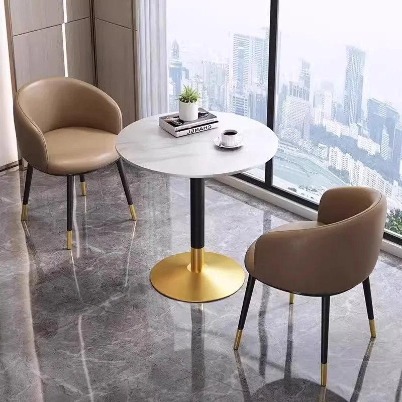 Rock Board Leisure Small Tea Table Chair Combination for Balcony Coffee Shop Hotel Commercial Reception Area Negotiation Table