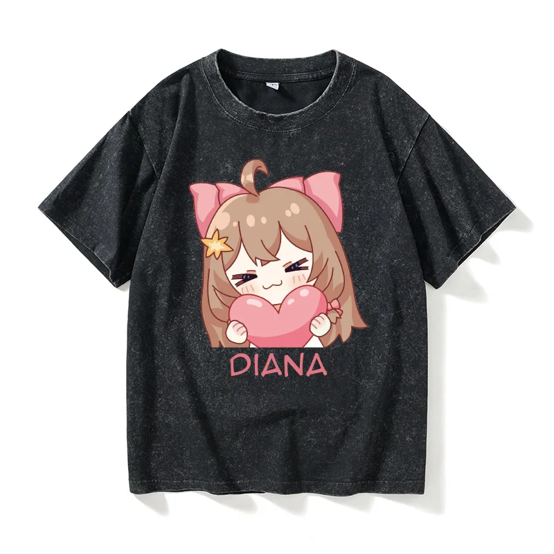 

Футболка A40SOUL Virtual Idol Jiaran Gele с коротким рукавом, круглым вырезом, из хлопка, летняя, прохладная, свободного кроя, с классическим узором