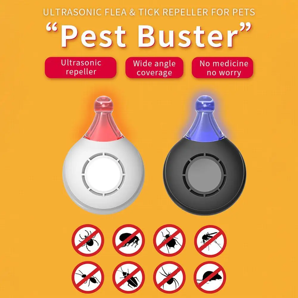 Portable Anti Bug Insect Ultrasonic Pest Reject Flea Tick Lice Repeller for Pets