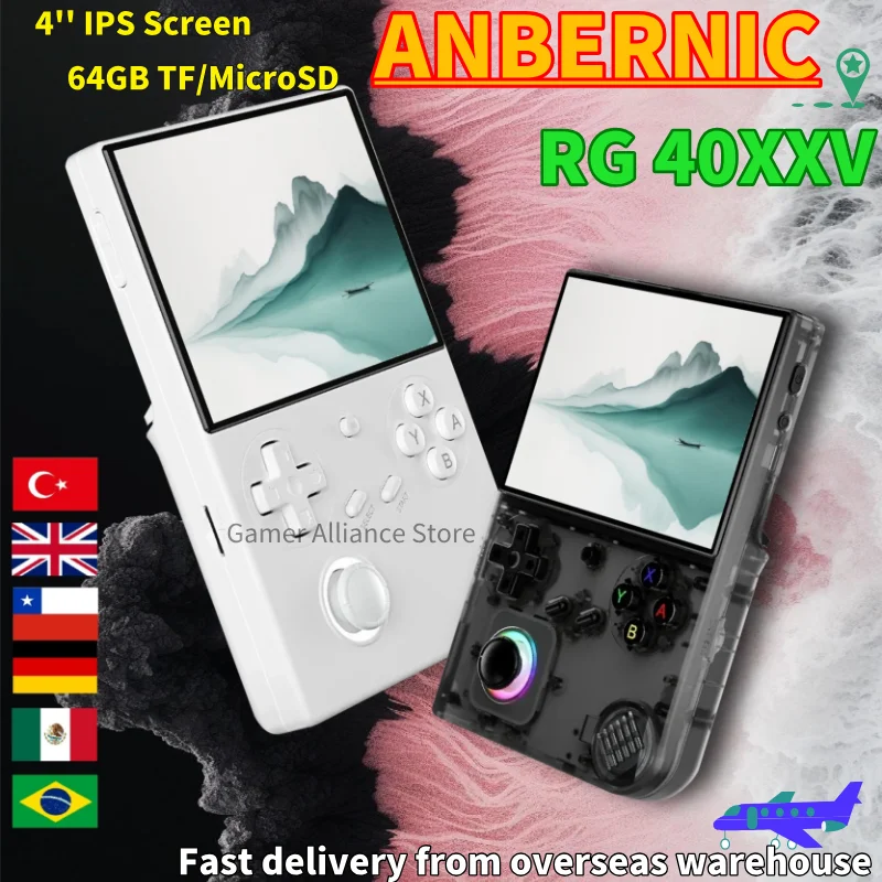 ANBERNIC RG40XXV Retro Handheld Game Console video game consoles RG 40XXV With RGB Light  Linux 64 bit System PSP WiFi Bluetooth