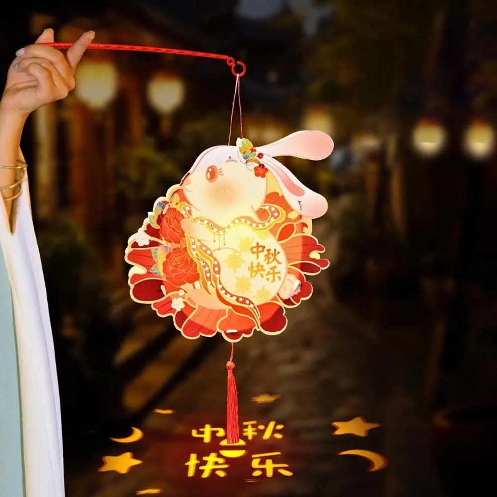 

DIY Material Bag Children's Rabbit Lantern Koi Fish Chinese Style Lotus Flower Lanterns Glowing Intangible Cultural