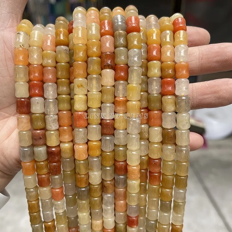 Natural Golden Silk Jade Bamboo Shape Joint Bead 8*10mm Colorful Loose Spacer Bead For Jewelry Making Diy Bracelet Accessories