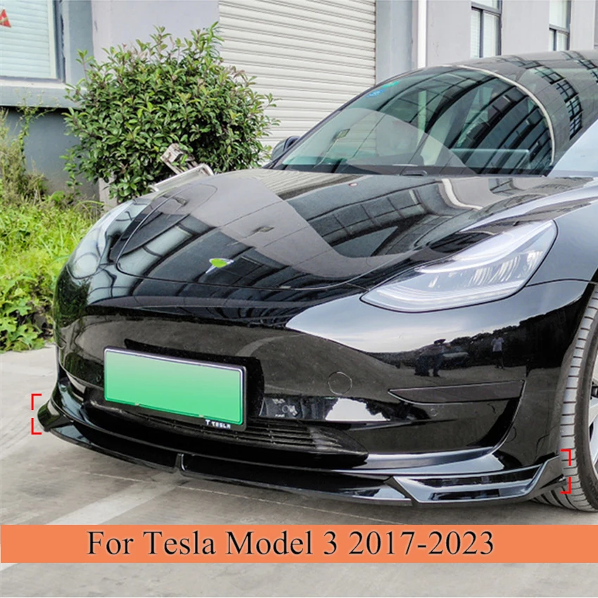 

Подходит для Tesla Model 3 2017-2023, передний спойлер, крыло, 3 шт., передний бампер, губа, подбородок, диффузор, аксессуары, комплекты для переднего бампера