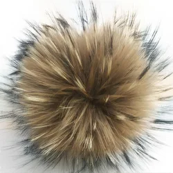 6'' Inch Natural Fur Pompom For knit Beanies Skull knitted Hats Silver Fox Natural Fur poms Multicolor Large Raccoon Fur Ponpon