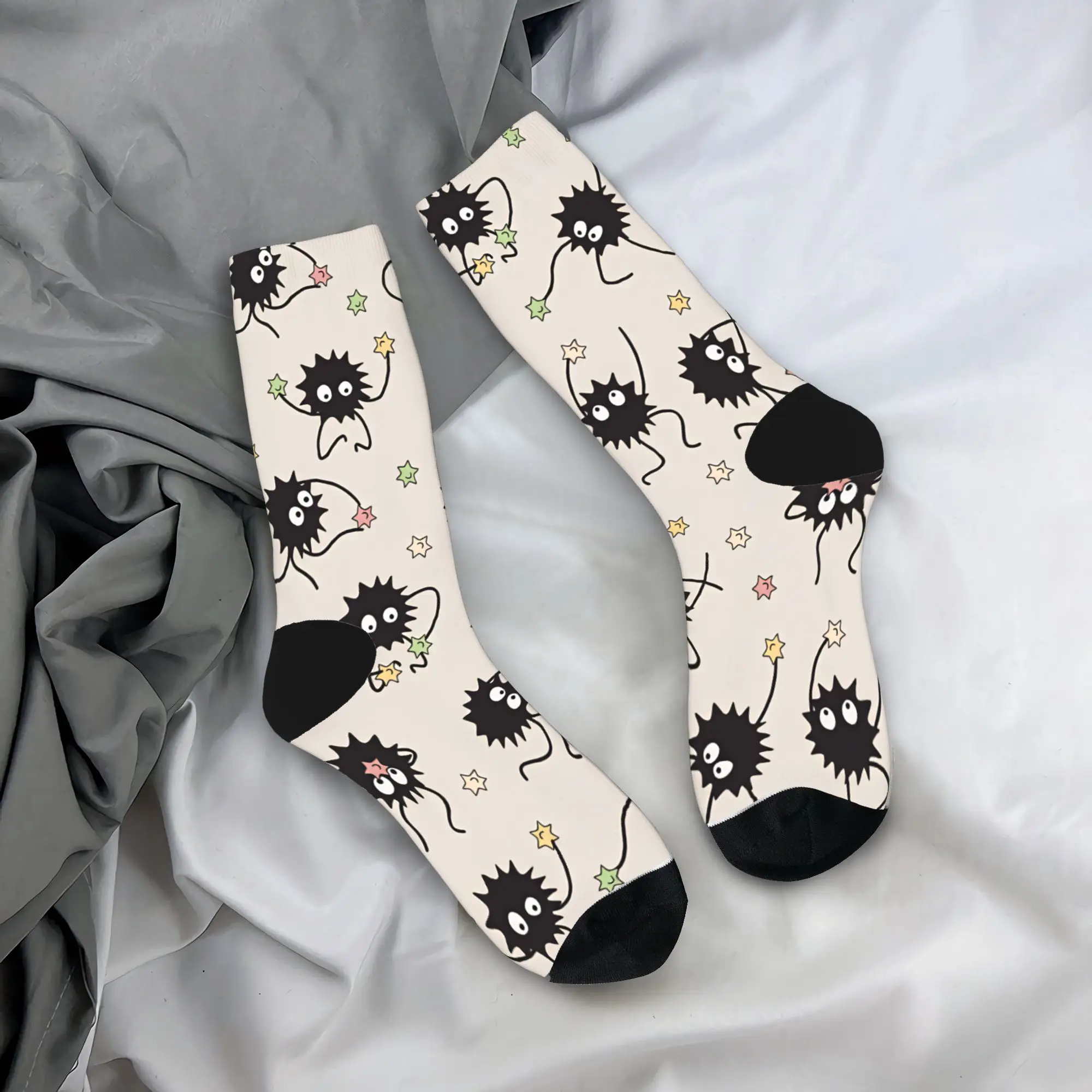 Soot Sprites M-Mononoked Stockings  Pattern Gothic Socks Winter Anti Sweat Socks Adults Men Cycling Soft Socks