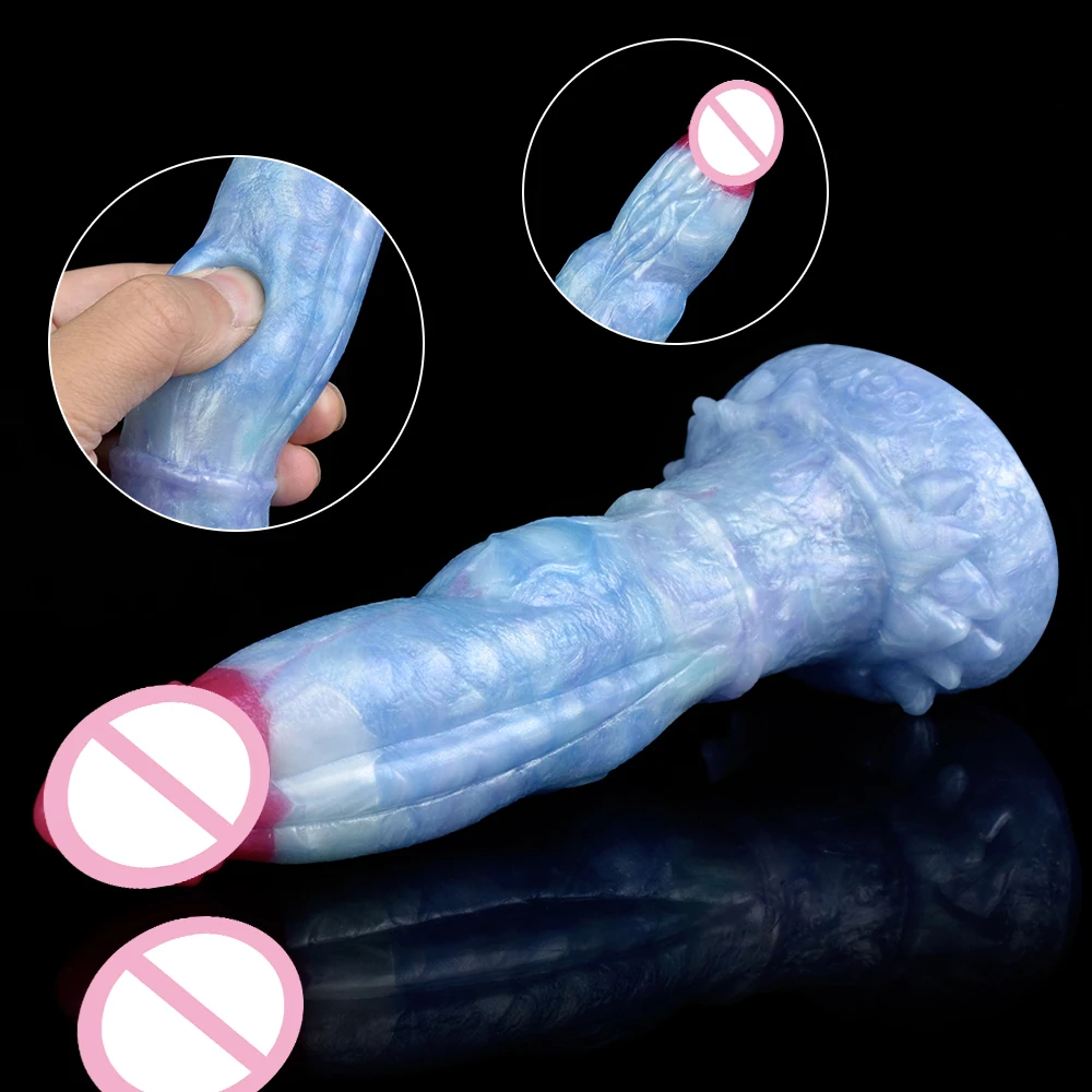 YESBUY Ice Dragon Dildo Silicone Animal Fake Penis Anus Plug For Men Anal Sex Toy With Suction Cup Female Masturbator Adult Tool