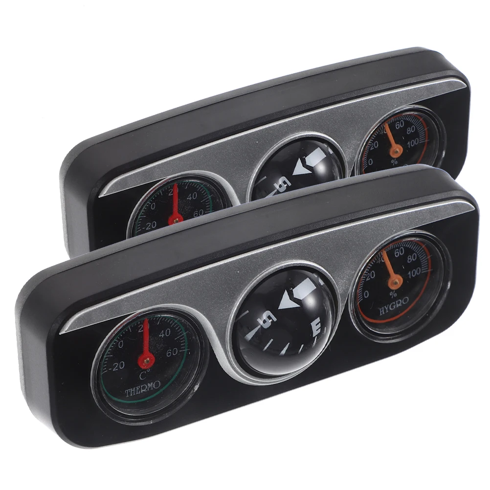 

2Pcs Car Guide Ball Thermometer Hygrometer Compass Dashboard Accessories Vehicle Interior Decoration Plastic ABS High Accuracy