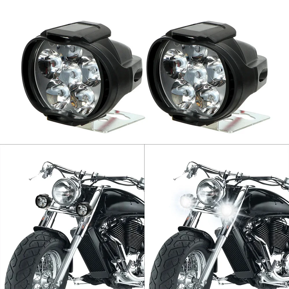 Faro delantero de 2 piezas para motocicleta, luz blanca superbrillante de 6000k, 6 LED, foco antiniebla de 12V para Scooters