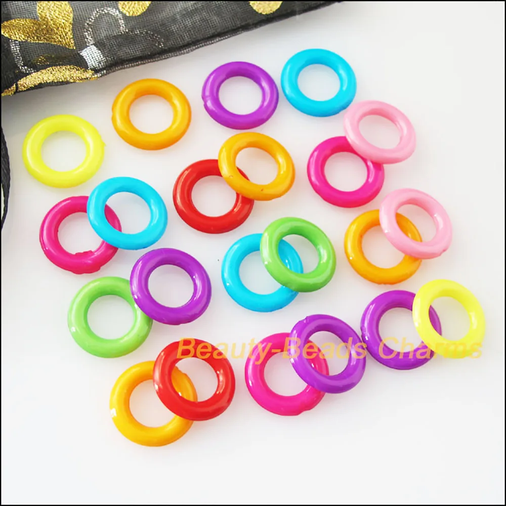 150Pcs Mixed Plastic Acrylic Round Circle Spacer Beads Charms 14mm