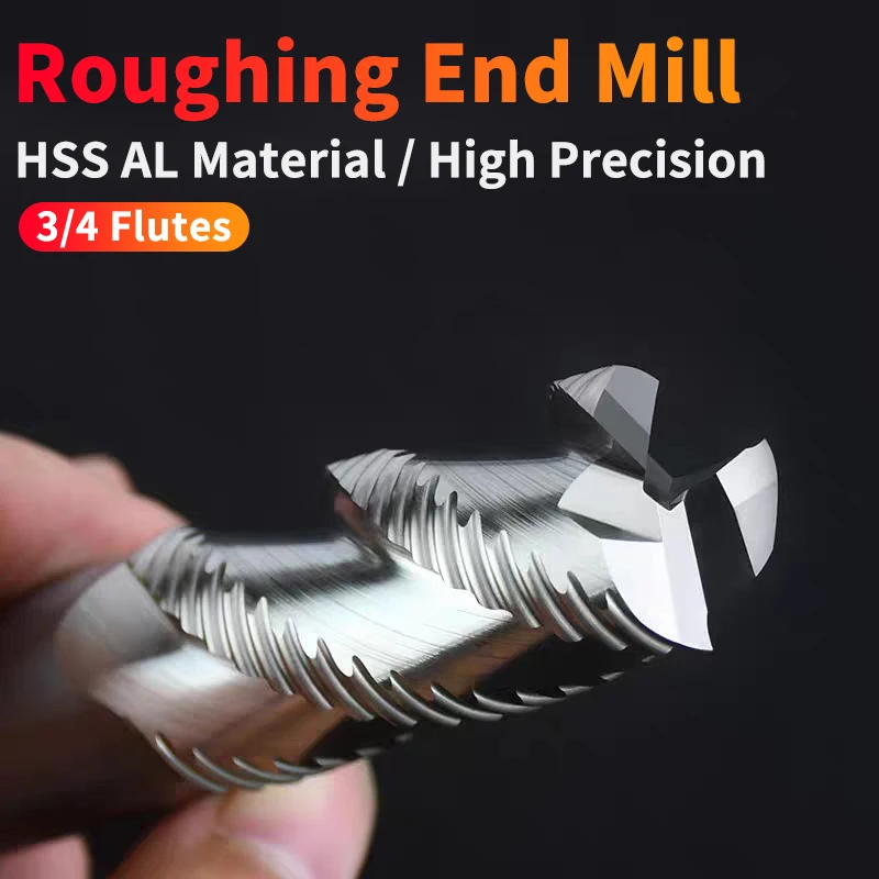 

ZUANTONG 1PCS HSS Fully Ground Roughing End Mills Standard Length Metal Cutter D6-D32mm 3/4Flutes Aluminum Milling Tool High-Q