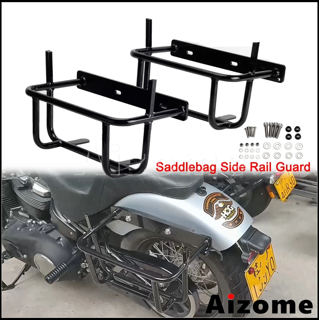 

Iron Rear Saddlebag Rail Guard Frame Protector For Harley Softail Fat Boy Street Bob Breakout Heritage Classic Low Rider 2018-22