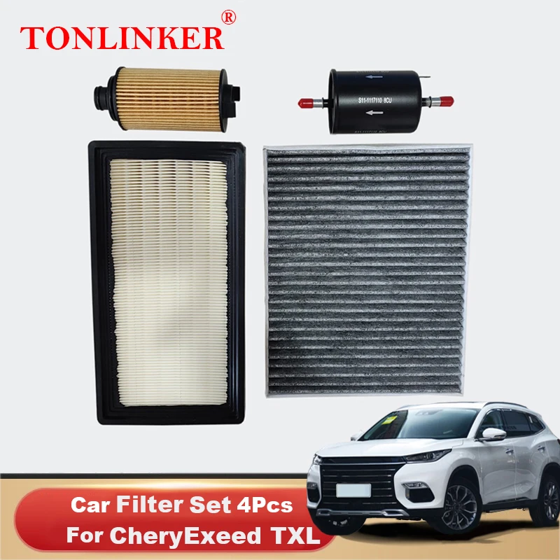 

TONLINKER Car Cabin Air Filter Oil Filter Fuel Filter For CheryExeed Exeed TXL 2020 2021 1.6 DCT AWD F4J16 Set Car Accessories