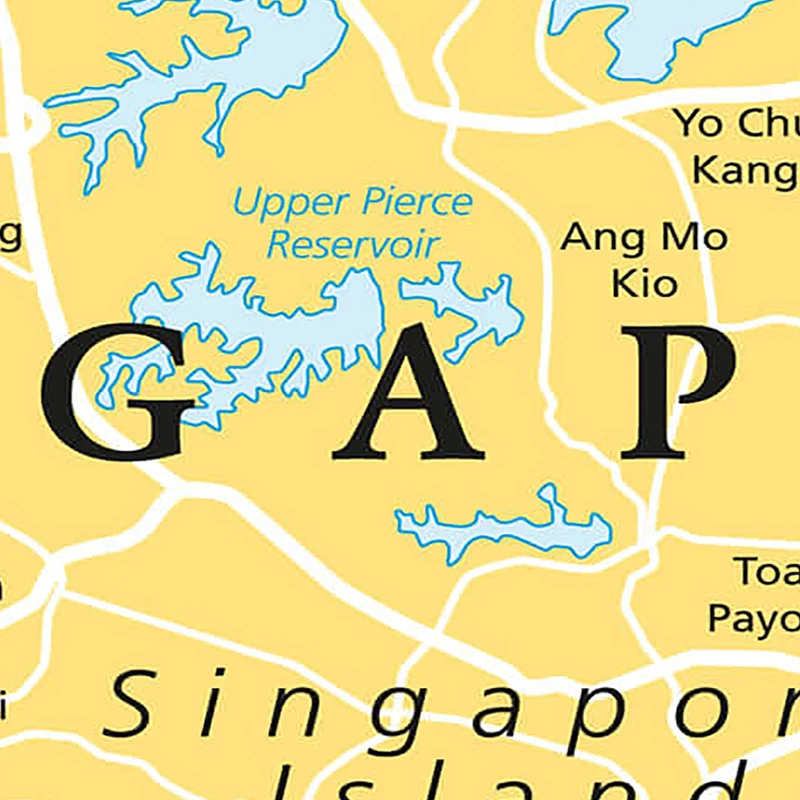 225*150cm o mapa administrativo de singapura não-tecido lona pintura da parede arte cartaz sem moldura impressão sala de estar decoração para casa