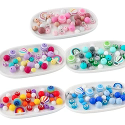 36Pcs/Set Rainbow Balloon Silicone Beads Sugar Sand Bead Sets For Jewelry Making DIY KeyChain Bracelet Necklace Accessories