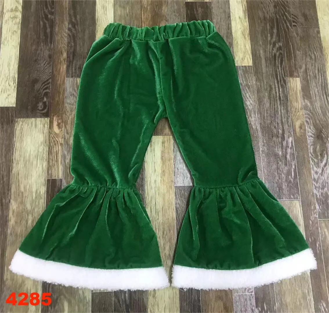 Girls baby Green mermaid pants winter thickened furry pants trousers outdoor childrens pants