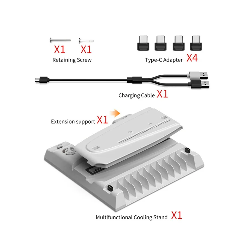 Station de refroidissement multifonctionnelle pour Console P5, Station d'accueil universelle avec poignée de rangement sur disque pour PS5 PRO/PS5 Slim