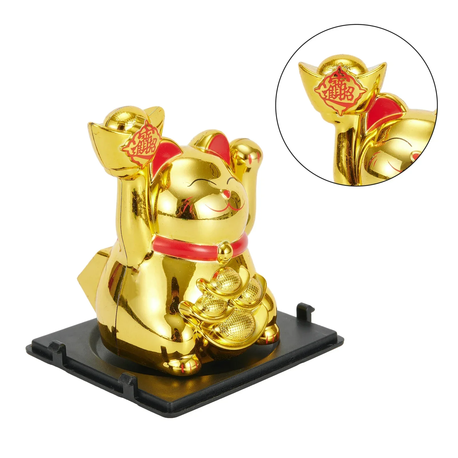 Cat Decorative Ornament Solar Powered 2 Inch Auto Waving Function Perfect Feng Shui Addition to Car and Shop Spaces