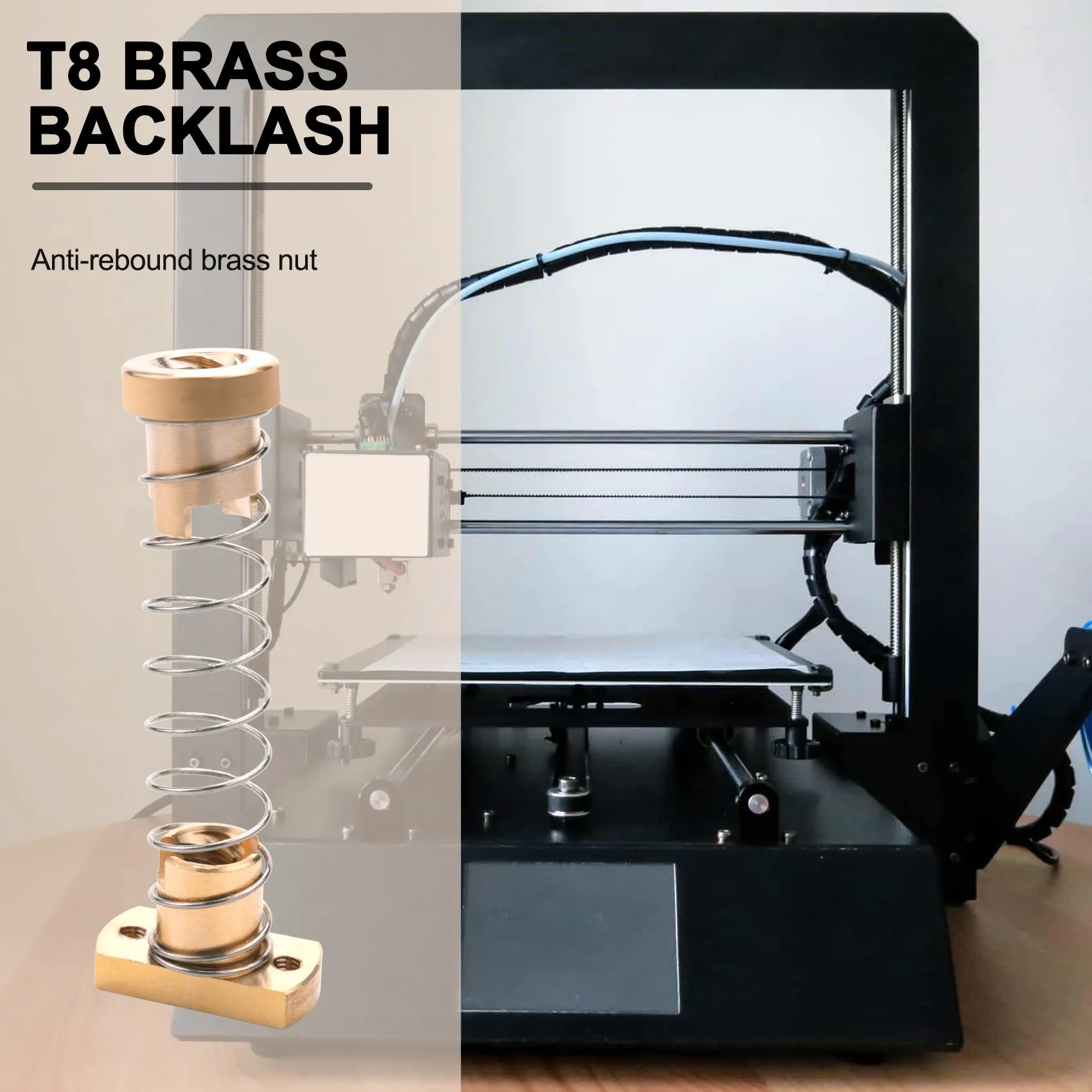 A48I 2 Sets CR10 Z Axis T8 Anti Backlash Spring Loaded Nut Elimination Space Brass Nuts for Upgrade Ender 3S Ender 3 Pro