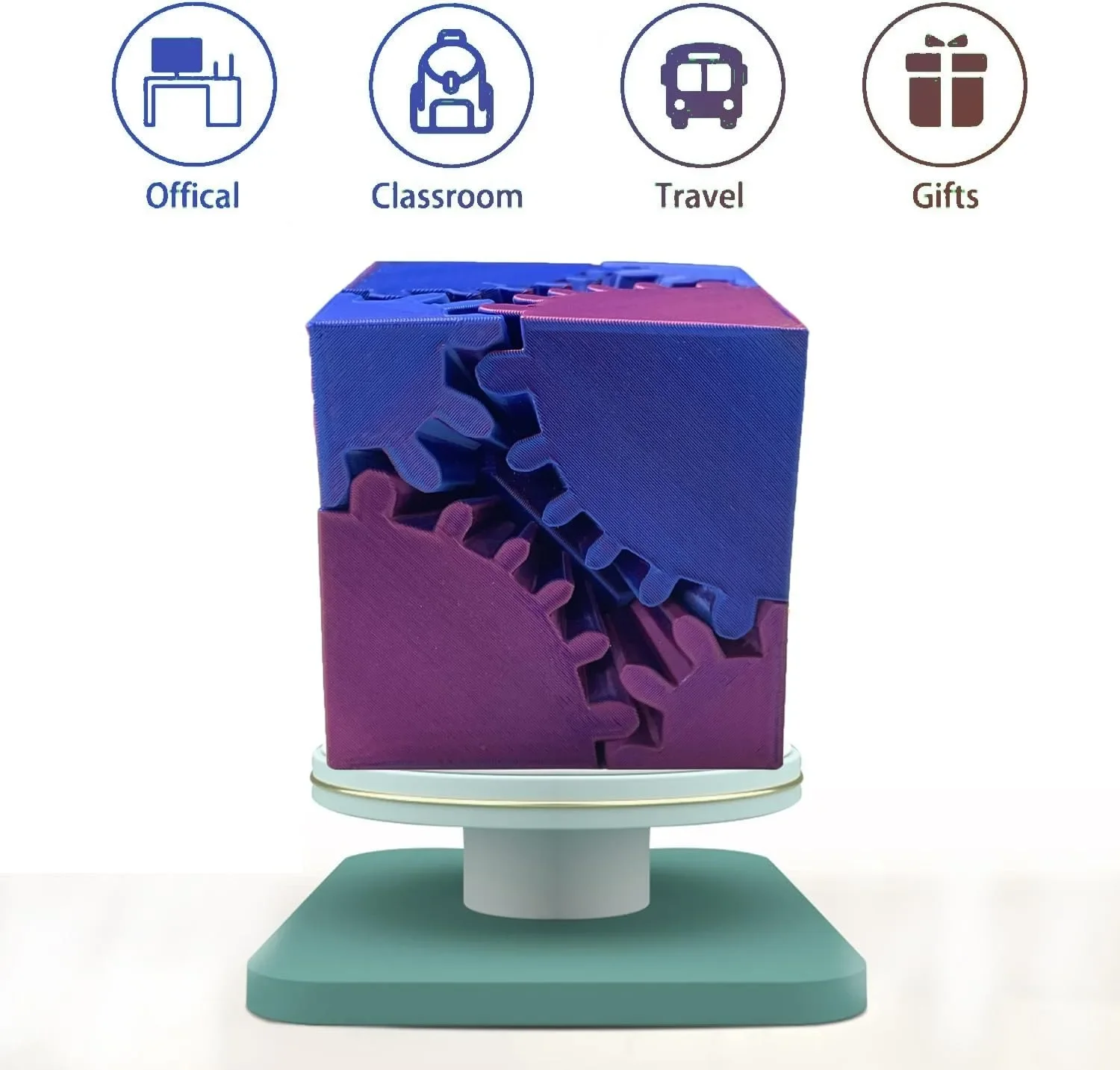 Cube Fidget Toy Gear Cube Fidget Toy Stress and Anxiety Relief Toys Fidgets Toy Relaxing Hand-Held for Adults Desk Toys