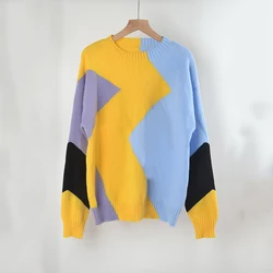 Oversized Diamond Sweater Women Pullovers Autumn Winter Warm Sweater Thick Fashion Knit Ladys Loose Casual Pullover Jumper Tops