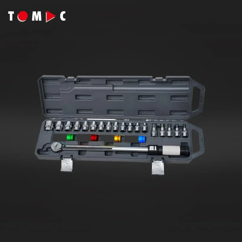 TOMAC Chrome Vanadium Steel 23-Piece 1/2-Inch Drive Precision Torque Wrench and Socket Set for Automotive Truck Tools Repair